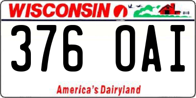 WI license plate 376OAI