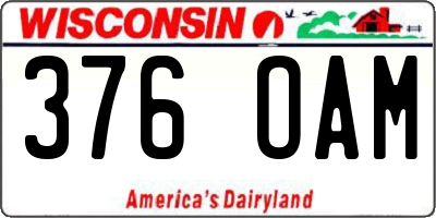 WI license plate 376OAM