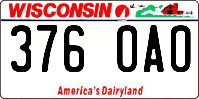 WI license plate 376OAO