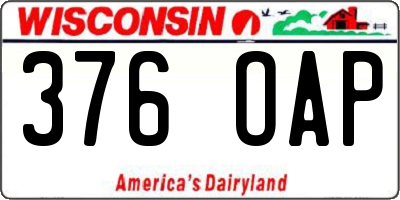 WI license plate 376OAP