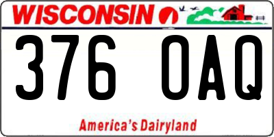 WI license plate 376OAQ