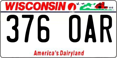 WI license plate 376OAR
