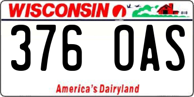 WI license plate 376OAS