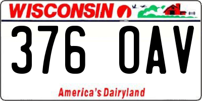 WI license plate 376OAV