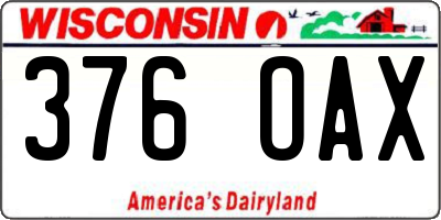 WI license plate 376OAX