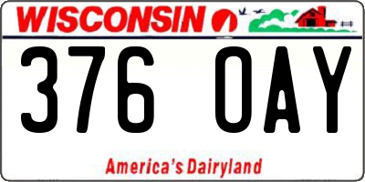 WI license plate 376OAY