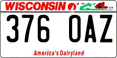 WI license plate 376OAZ