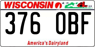 WI license plate 376OBF