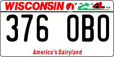 WI license plate 376OBO