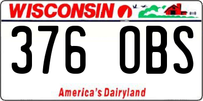 WI license plate 376OBS