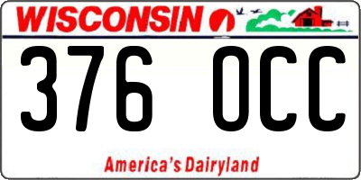 WI license plate 376OCC