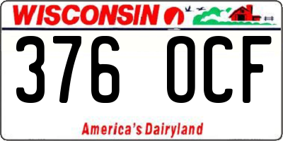 WI license plate 376OCF
