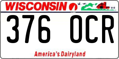 WI license plate 376OCR