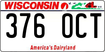 WI license plate 376OCT