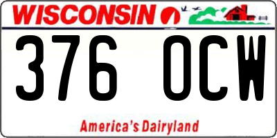 WI license plate 376OCW
