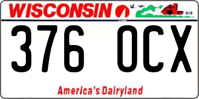 WI license plate 376OCX