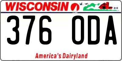 WI license plate 376ODA