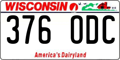 WI license plate 376ODC
