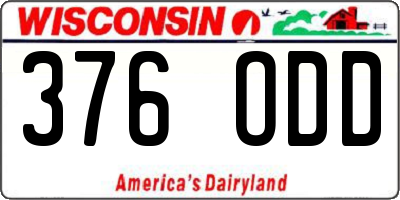 WI license plate 376ODD