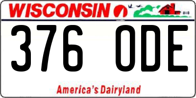 WI license plate 376ODE