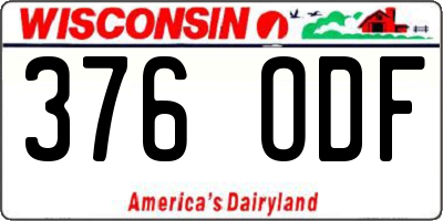 WI license plate 376ODF