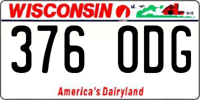 WI license plate 376ODG
