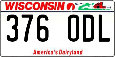 WI license plate 376ODL