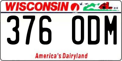 WI license plate 376ODM