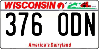 WI license plate 376ODN