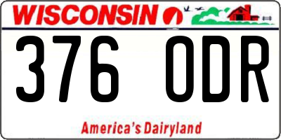 WI license plate 376ODR