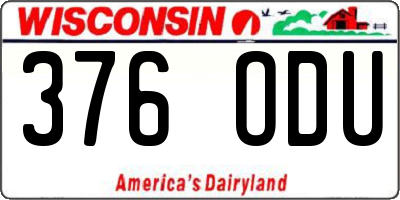 WI license plate 376ODU