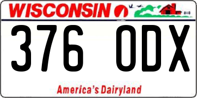WI license plate 376ODX