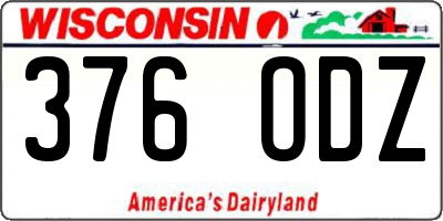 WI license plate 376ODZ