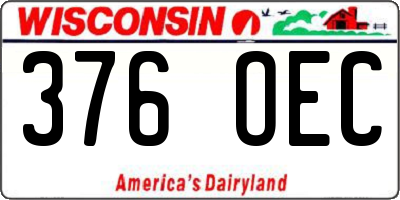WI license plate 376OEC