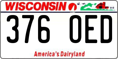 WI license plate 376OED
