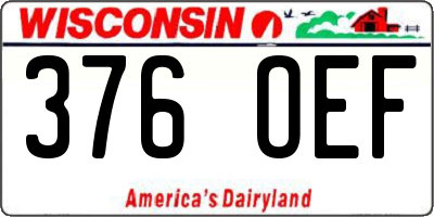 WI license plate 376OEF