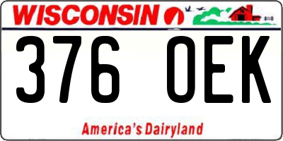 WI license plate 376OEK