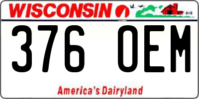 WI license plate 376OEM