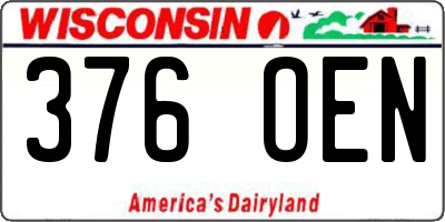WI license plate 376OEN