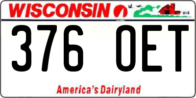 WI license plate 376OET