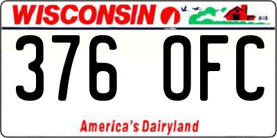 WI license plate 376OFC