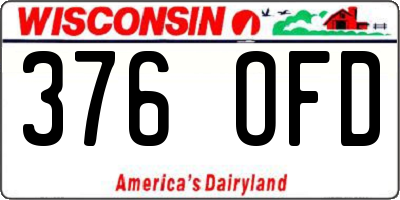 WI license plate 376OFD