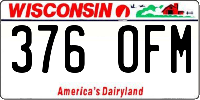 WI license plate 376OFM