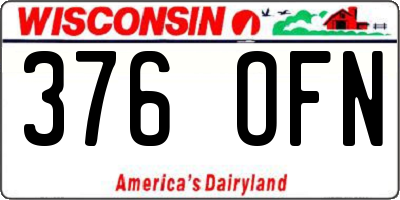 WI license plate 376OFN