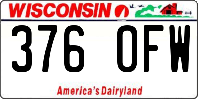 WI license plate 376OFW