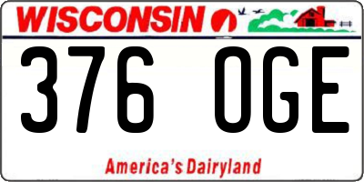 WI license plate 376OGE