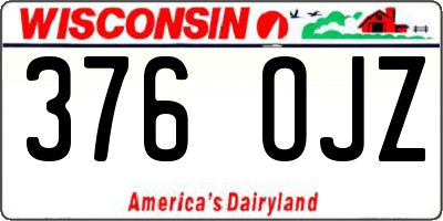 WI license plate 376OJZ