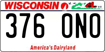 WI license plate 376ONO
