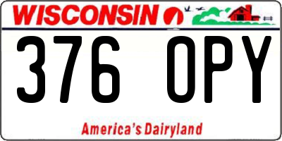 WI license plate 376OPY