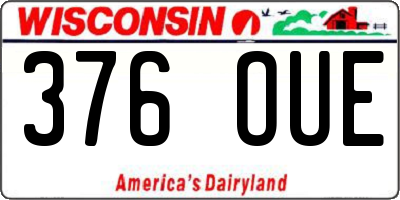 WI license plate 376OUE